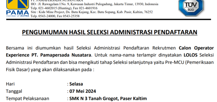 Hasil Seleksi Administrasi